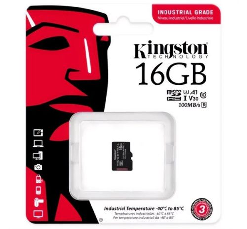 KINGSTON MEMÓRIAKÁRTYA 16GB (microSDHC Industrial - Class 10, UHS-1, U3, V30, A1) - adapter nélkül