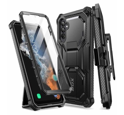 SUPCASE ARMORBOX defender műanyag telefonvédő (erős ütésállóság, légpárnás sarok, övre csíptethető) FEKETE