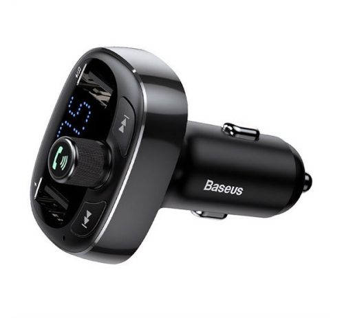 BASEUS bluetooth FM transmitter autós töltő 2 USB aljzat (36W, PD gyorstöltő, microSD kártyaolvasó) FEKETE