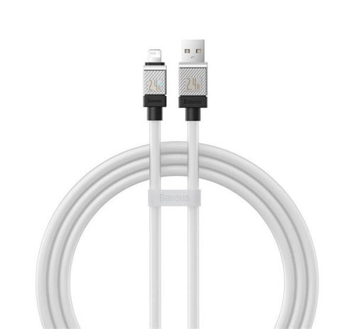 BASEUS COOLPLAY adatkábel (USB - lightning, 2.4A, gyorstöltő, 100cm, törésgátló) FEHÉR