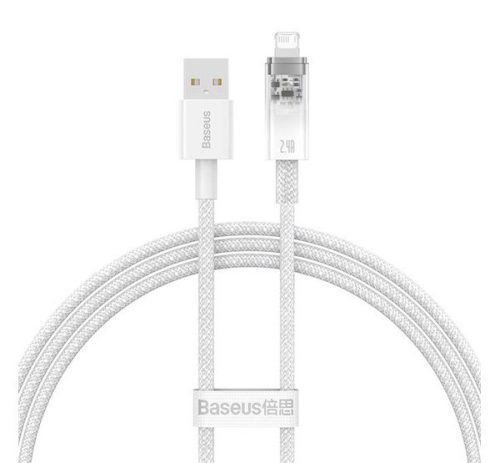 BASEUS EXPLORER adatkábel (USB - lightning, 2.4A, gyorstöltő, 100cm, cipőfűző) FEHÉR