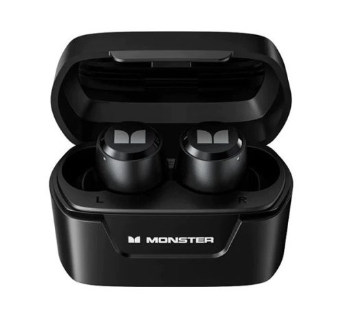 MONSTER XKT05 bluetooth fülhallgató SZTEREO (v5.2, TWS, zajszűrő, mikrofon, LED + töltőtok) FEKETE