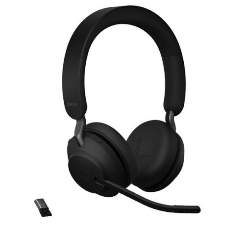 JABRA Evolve2 65 UC bluetooth fejhallgató SZTEREO (v5.0, mikrofon, zajszűrő, jelzőfény, multipoint + USB adapter) FEKETE