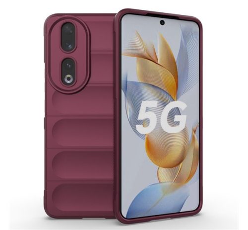 Szilikon telefonvédő (ütésállóság, kameravédő, 3D) BORDÓ