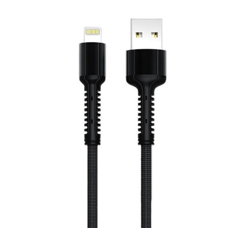 LDNIO LS63 adatkábel (USB - lightning, 2.4A, gyorstöltő, 100cm) FEKETE