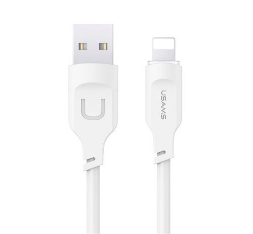 USAMS LITHE SERIES adatkábel (USB - lightning, 2.4A, gyorstöltő, 120cm, LED jelzés) FEHÉR