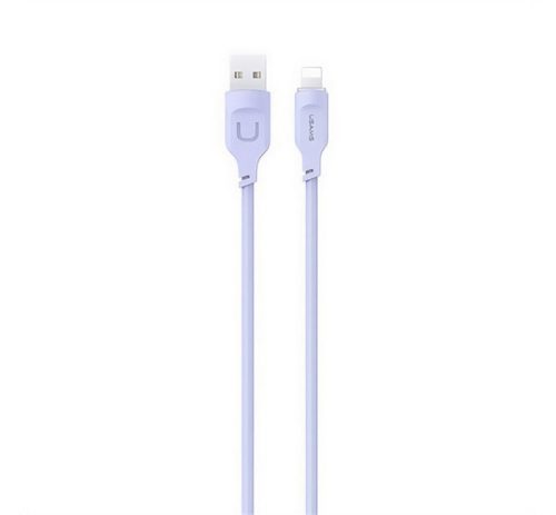 USAMS LITHE SERIES adatkábel (USB - lightning, 2.4A, gyorstöltő, 120cm, LED jelzés) LILA