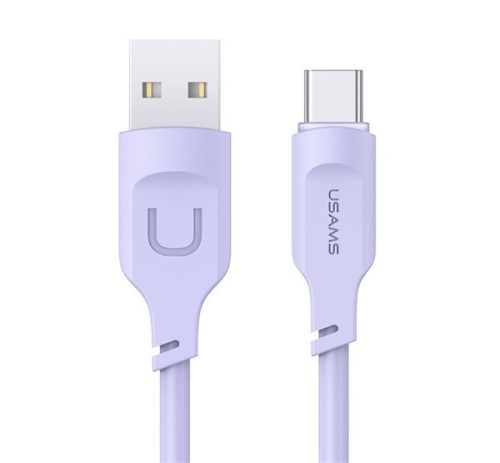 USAMS LITHE SERIES adatkábel (USB - Type-C, 6A, PD gyorstöltő, 120cm, LED jelzés) LILA