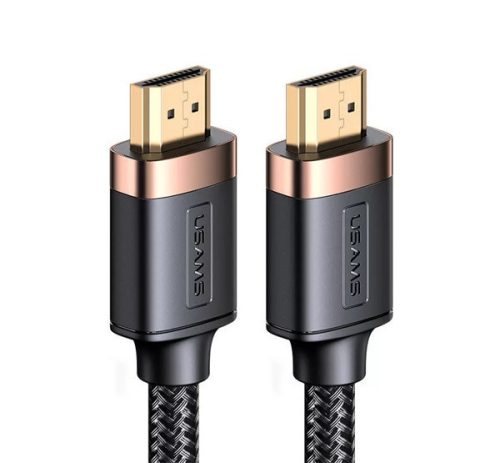 USAMS U74 TV/HDMI kábel (19pin, HDMI-A - HDMI-A, v2.0, 4K 60Hz, alumínium, 200cm) FEKETE