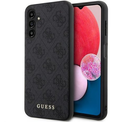 GUESS 4G METAL GOLD LOGO műanyag telefonvédő (textil hátlap) SÖTÉTSZÜRKE