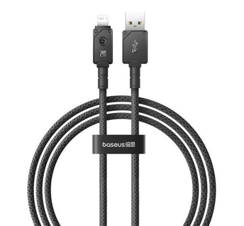 BASEUS UNBREAKABLE adatkábel (USB - lightning, 2.4A, gyorstöltő, 100cm, cipőfűző) FEKETE