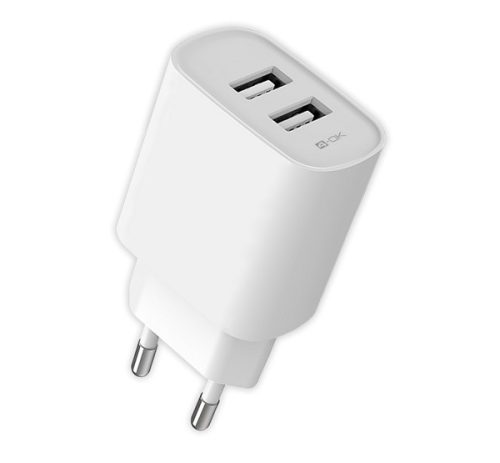 4-OK hálózati töltő 2 USB aljzat (12W, gyorstöltő) FEHÉR