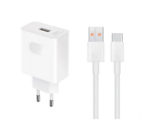 HONOR SuperCharger hálózati töltő USB aljzat (66W, gyorstöltő + Type-C kábel) FEHÉR