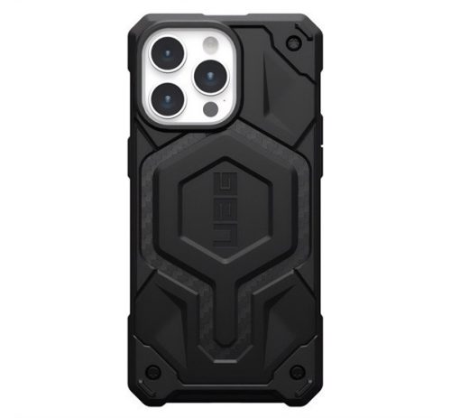 UAG MONARCH PRO szilikon telefonvédő (erős ütésállóság, karbon minta, MagSafe) FEKETE