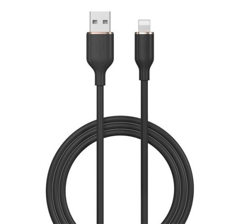 DEVIA JELLY adatkábel (USB - lightning, 2.4A, gyorstöltő, 120cm) FEKETE