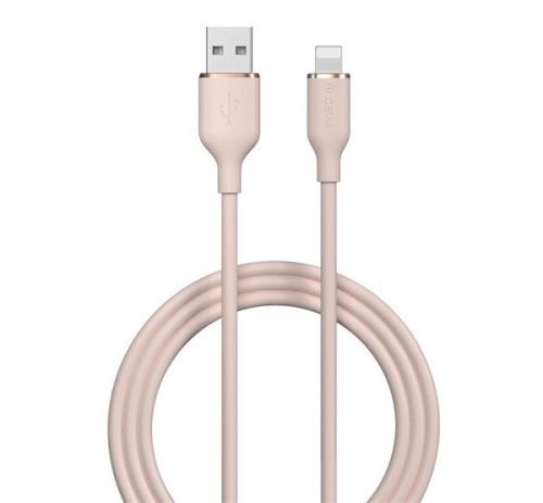 DEVIA JELLY adatkábel (USB - lightning, 2.4A, gyorstöltő, 120cm) RÓZSASZÍN