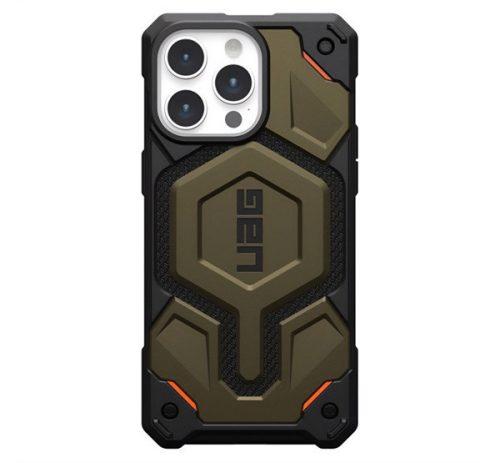 UAG MONARCH PRO szilikon telefonvédő (erős ütésállóság, textil minta, MagSafe) SÖTÉTZÖLD