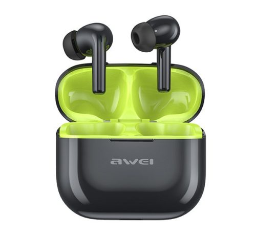 AWEI T1 PRO bluetooth fülhallgató SZTEREO (v5.3, TWS, mikrofon, IPX6 vízálló + töltőtok) FEKETE/VILÁGOSZÖLD