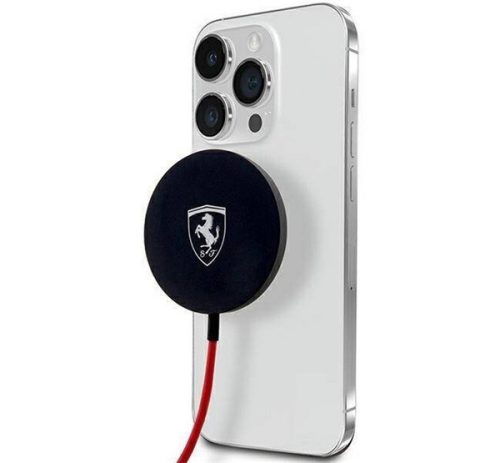 FERRARI asztali töltő (15W, gyorstöltő, wireless, MagSafe + Type-C tápkábel) FEKETE