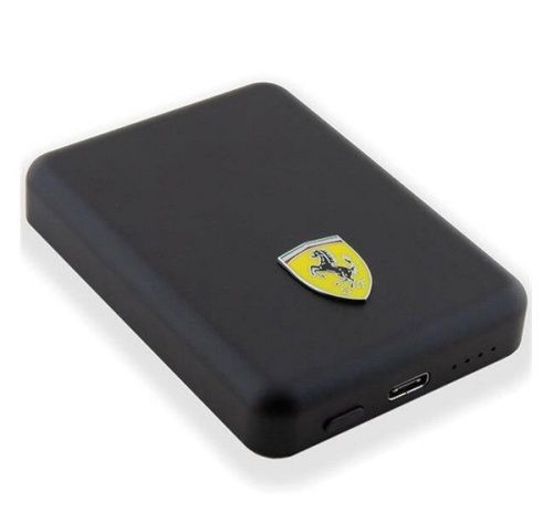 FERRARI vésztöltő Type-C aljzat (5000mAh, 15W, gyorstöltő, MagSafe) FEKETE