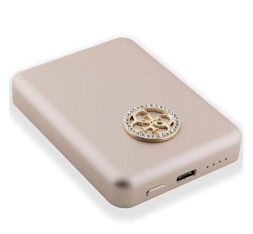 GUESS 4G STRASSED METAL LOGO vésztöltő Type-C aljzat (3000mAh, 5W, MagSafe) ARANY