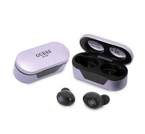 GUESS bluetooth fülhallgató SZTEREO (v5.0, TWS, mikrofon, IPX4 vízálló + töltőtok) LILA