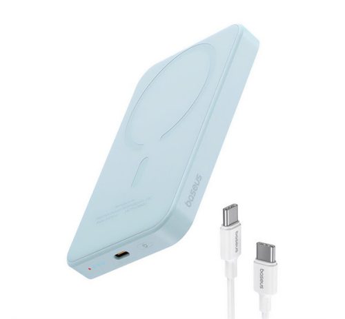 BASEUS MAGNETIC MINI vésztöltő Type-C aljzat (5000mAh, 20W, PD gyorstöltő, wireless, MagSafe) VILÁGOSKÉK