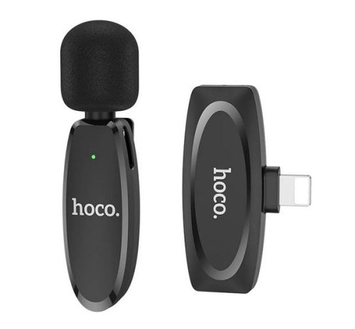 HOCO L15 bluetooth mikrofon (lightning, LAVALIER csíptethető, zajszűrő) FEKETE