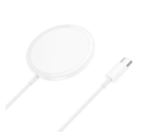 HOCO ENJOY asztali töltő (15W, wireless, gyorstöltő, MagSafe) FEHÉR