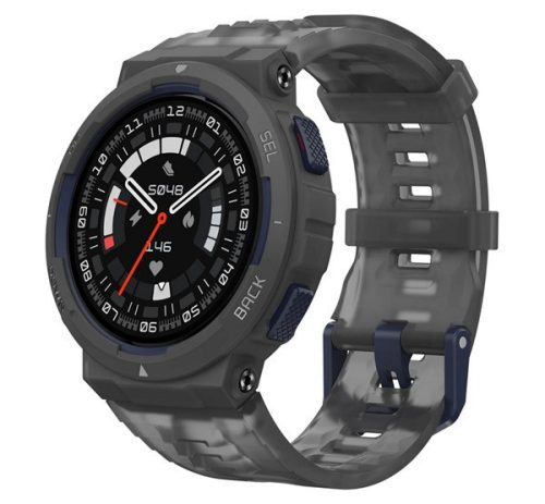 AMAZFIT ACTIVE EDGE okosóra (szilikon szíj, ütésállóság, GPS, aktivitásmérő, 120 sport mód, vízálló, 10 ATM) SÖTÉTSZÜRKE