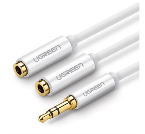 UGREEN audió adapter kábel (elosztó, 2 3.5mm jack aljzat - 3.5mm jack, 25cm) FEHÉR