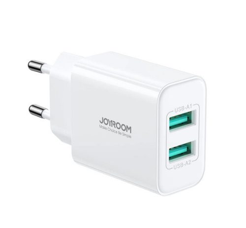 JOYROOM hálózati töltő 2 USB aljzat (10.5W, gyorstöltő) FEHÉR