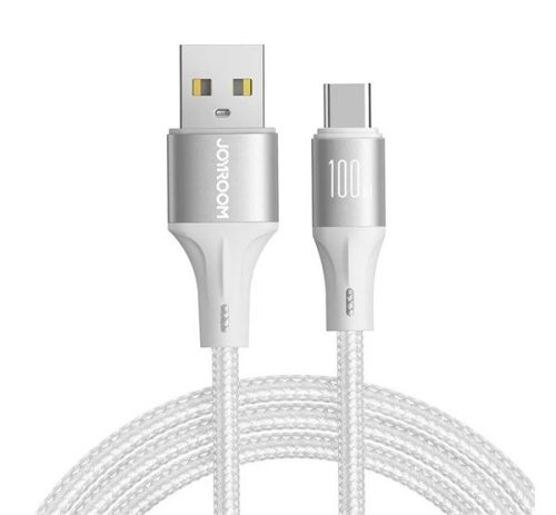 JOYROOM LIGHT-SPEED adatkábel (USB - Type-C, 100W, gyorstöltő, 200cm, törésgátló) FEHÉR