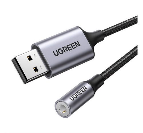 UGREEN CM477 audió adapter (3.5mm jack aljzat - USB) SÖTÉTSZÜRKE