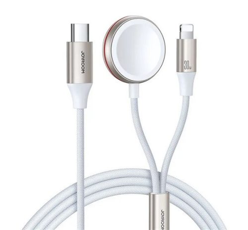 JOYROOM töltőkábel 2in1 (Type-C - lightning/Apple Watch töltő, wireless, 30W, PD gyorstöltő, 150cm) FEHÉR