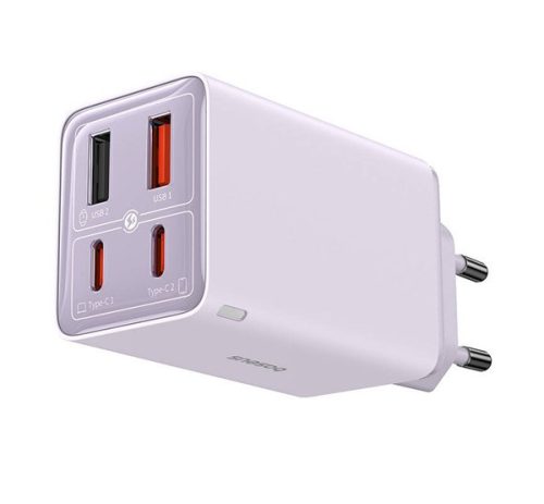 BASEUS hálózati töltő 2 USB+2 Type-C aljzat (65W, GaN5, gyorstöltő + Type-C kábel) LILA