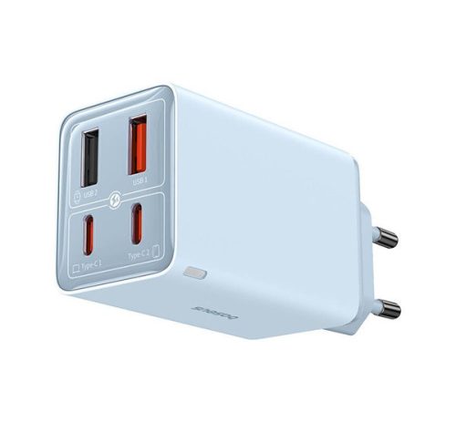 BASEUS hálózati töltő 2 USB+2 Type-C aljzat (65W, GaN5, gyorstöltő + Type-C kábel) VILÁGOSKÉK