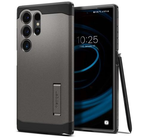 SPIGEN TOUGH ARMOR szilikon telefonvédő (ütésállóság, kitámasztó) SÖTÉTSZÜRKE