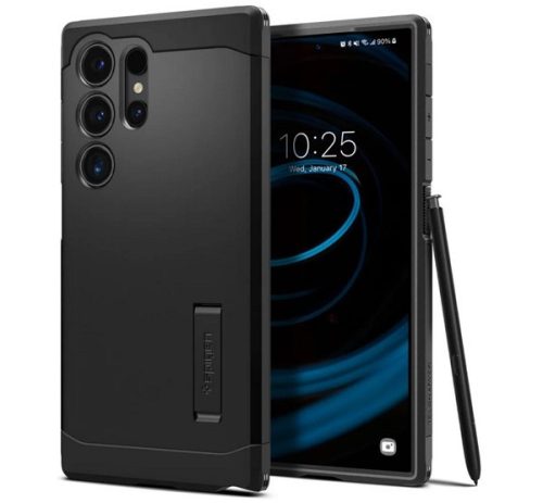 SPIGEN TOUGH ARMOR szilikon telefonvédő (ütésállóság, kitámasztó) FEKETE