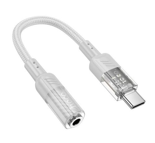 HOCO SPIRIT audió adapter kábel (3.5mm jack aljzat - Type-C, 15cm) VILÁGOSSZÜRKE