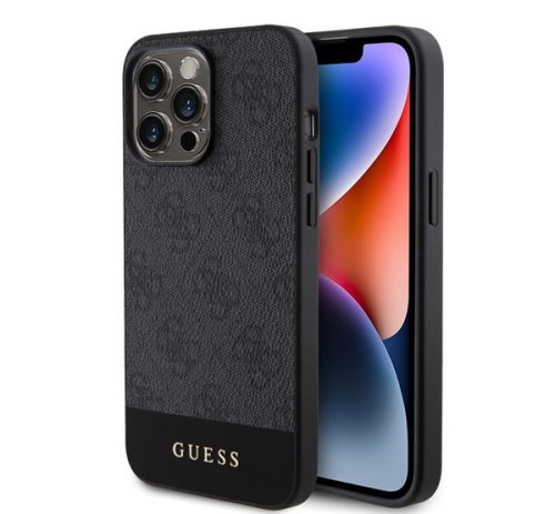 GUESS 4G STRIPE műanyag telefonvédő (textil hátlap, MagSafe) FEKETE