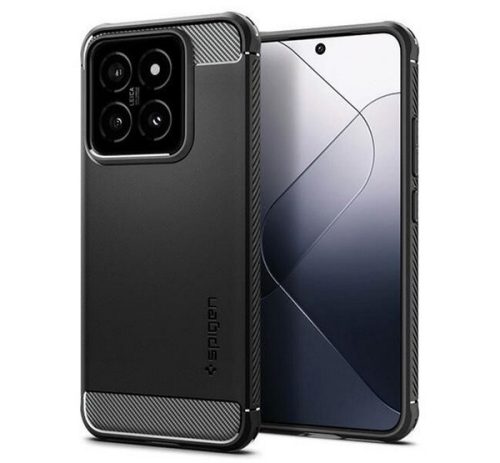 SPIGEN RUGGED ARMOR szilikon telefonvédő (ütésállóság, légpárnás sarok, karbon minta) FEKETE