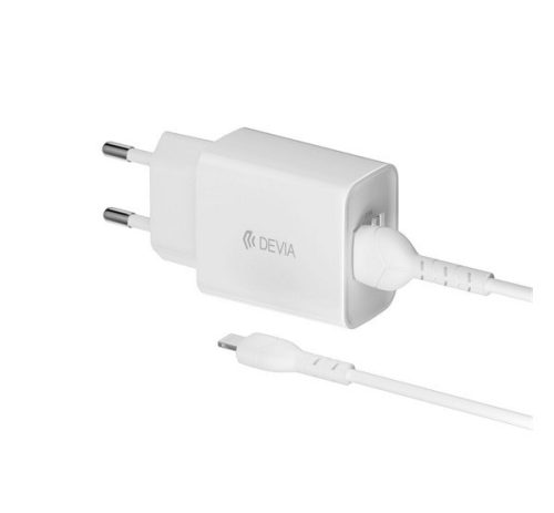 DEVIA SMART hálózati töltő 2 USB aljzat (12W + lightning kábel) FEHÉR