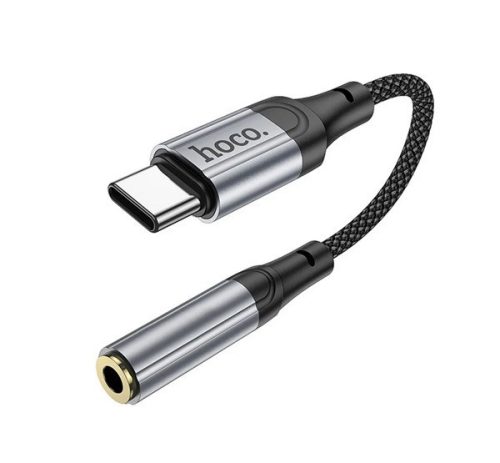 HOCO LS36 audió adapter kábel (3.5mm jack aljzat - Type-C) FEKETE