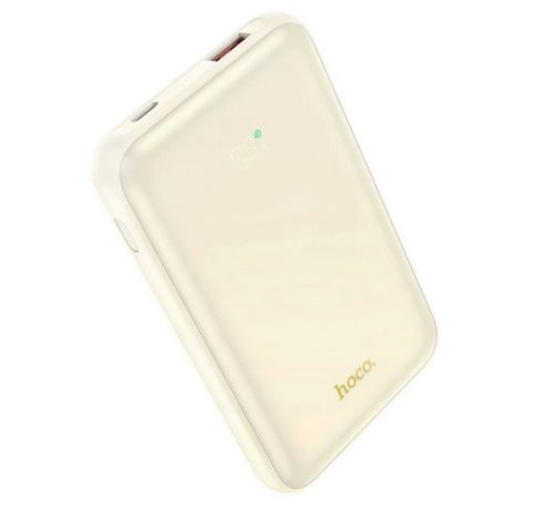 HOCO Q21 vésztöltő USB+Type-C aljzat (10000mAh, 22.5W, PD gyorstöltő, LED kijelző) TEJFEHÉR