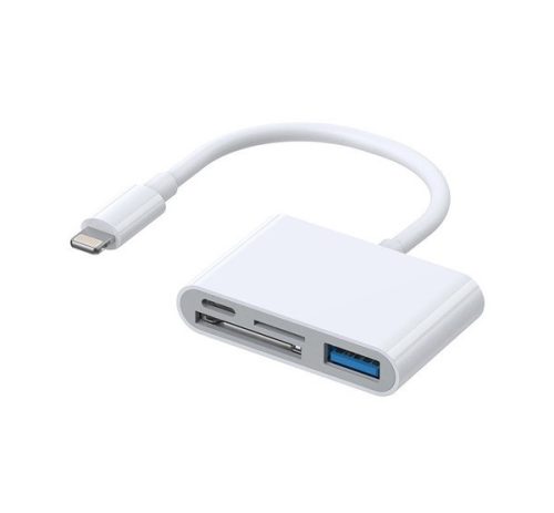 JOYROOM kártyaolvasó (lightning -TF/MicroSD+USB+Type-C aljzat, OTG) FEHÉR