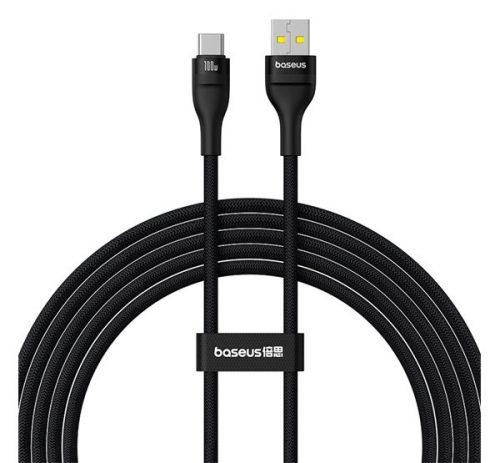 BASEUS FLASH 2 adatkábel (USB - Type-C, 100W, 5A, PD gyorstöltő, 200cm, törésgátló, cipőfűző) FEKETE