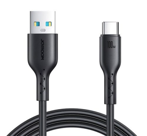 JOYROOM adatkábel (USB - Type-C, 100W, gyorstöltő, 100cm, törésgátló) FEKETE