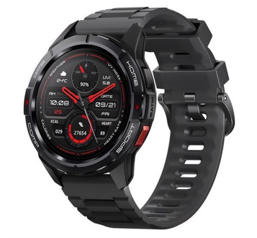 MIBRO WATCH GS ACTIVE okosóra (szilikon szíj, aktivitásmérő, pulzusmérő, GPS, 5 ATM, vízálló) FEKETE