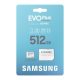 SAMSUNG memóriakártya 512GB (microSDXC EVOPlus Blue Wave - Class 10, UHS-1) + SD adapter